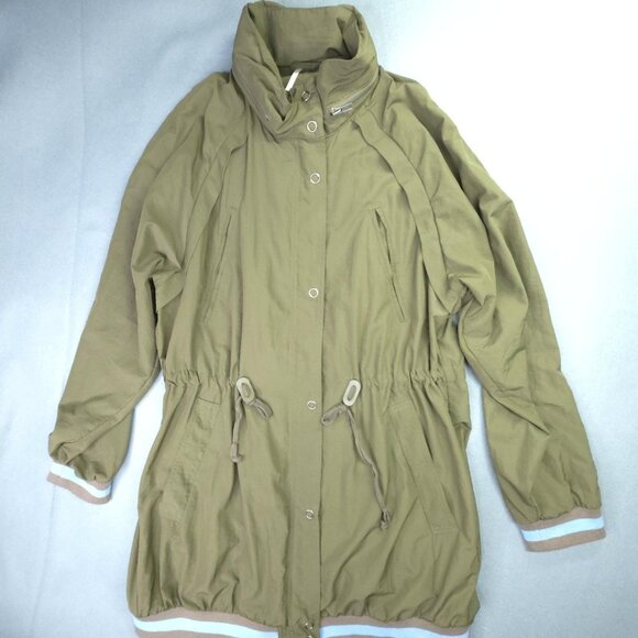 Free People Jacket Womens S - M Green Drawstring High Collar Zip Snap Boho Coat - Picture 1 of 12